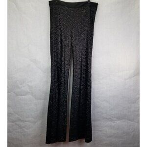 Akira Chicago Flare Pants Women L High Waist Semi Sheer Sequin Black Sparkle NEW